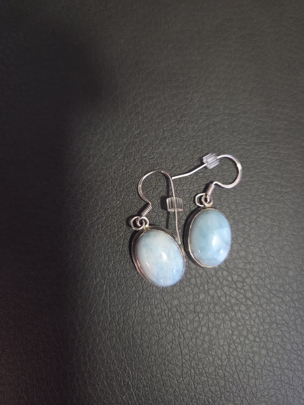 Larimar Oval Gemstone Drop Earrings